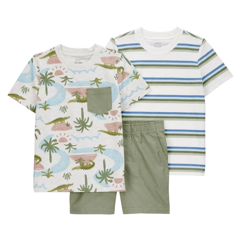 Carter's Jungle Print and Striped T-Shirt‎ Set